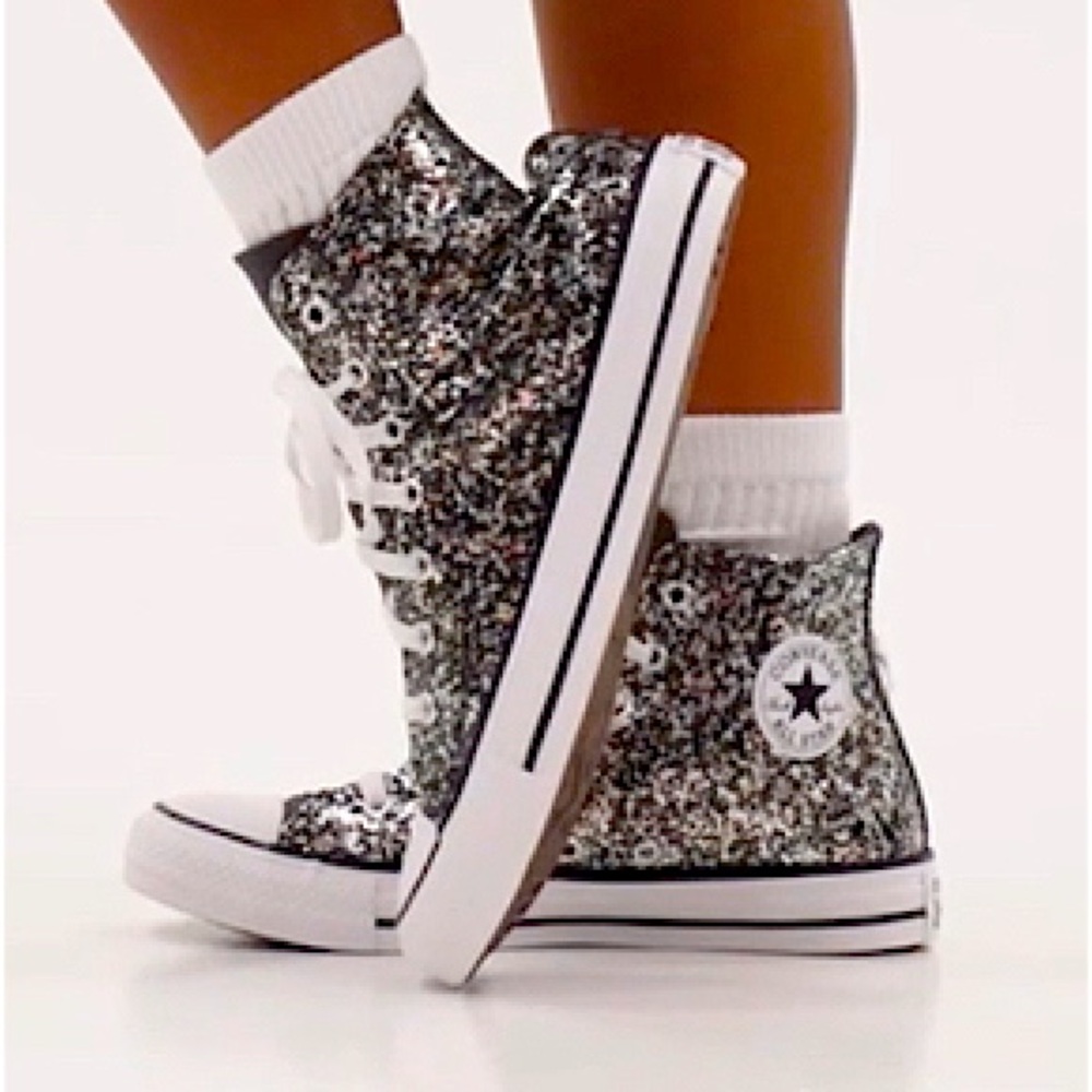 NIB Sparkle-Black Converse Hi-Tops